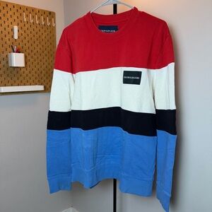 Calvin Klein Jeans Red, White, Black & Blue Block Crewneck